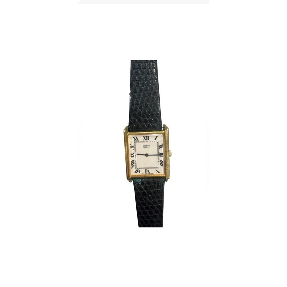CCLASSIC SEIKO ROMAN NUMBER BLACK LEATHER STRAP LADIES WATCH * WORKING - Picture 3 of 10